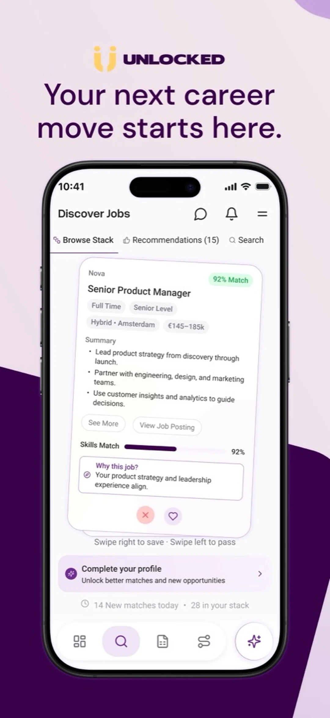 Unlocked app screenshot